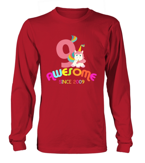 Awesome Since 2009 Unicorn Birthday Gift Men's Long Sleeve