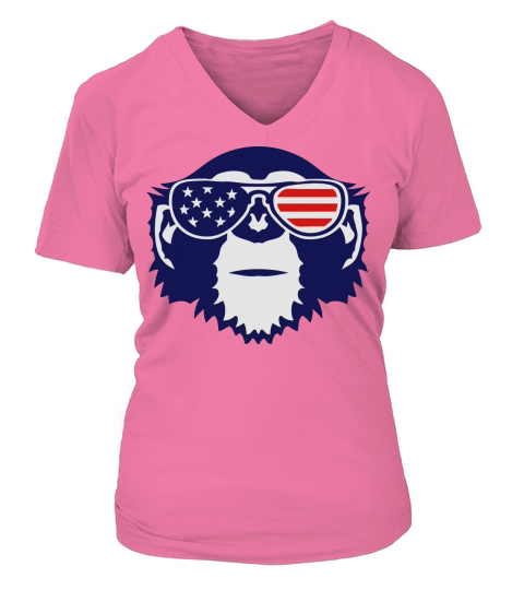 monkey bezel color american flag sun Women's V-Neck T-shirt