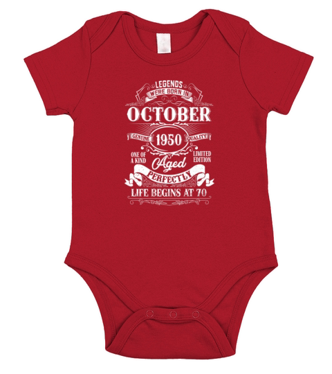 Vintage October 1950 70th Birthday For 70 Years Short Sleeve Baby One-Piece