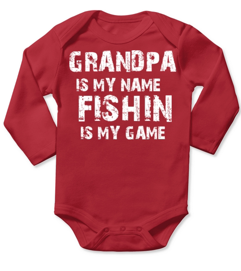 Grandpa Fishing Game Long Sleeve Baby One-Piece