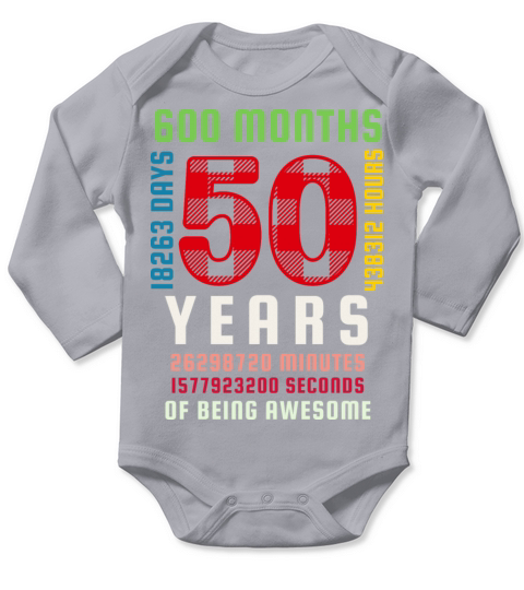 50th Birthday 50 Years Old Vintage 600 Months Long Sleeve Baby One-Piece