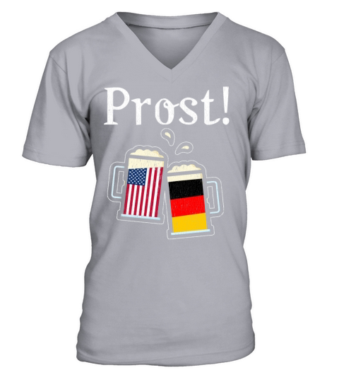 American German Beer Stein Prost Oktoberfest Print Men's V-Neck T-shirt