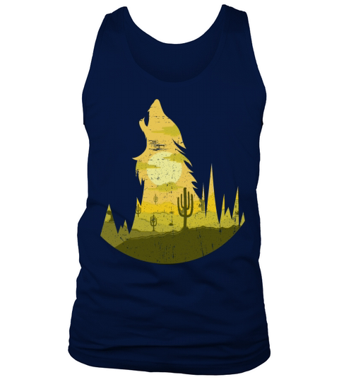 Howling Wolf at Full Moon - Silhouette Men's Tank Top