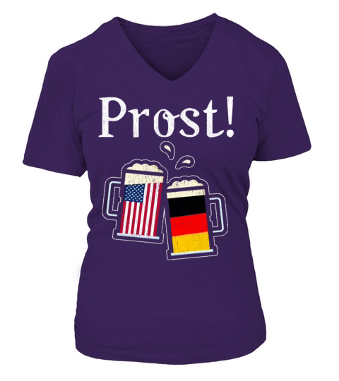 American German Beer Stein Prost Oktoberfest Print Women's V-Neck T-shirt