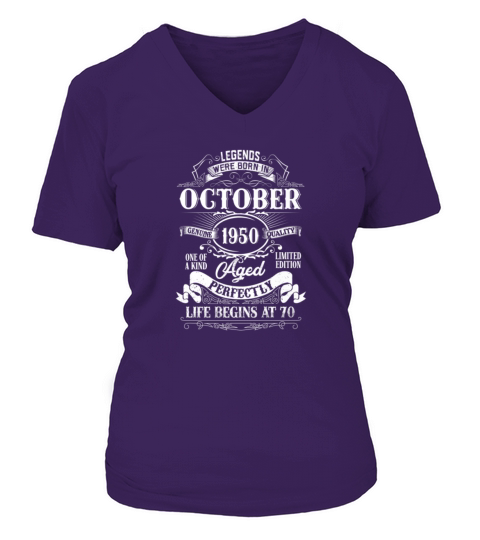 Vintage October 1950 70th Birthday For 70 Years Women's V-Neck T-shirt