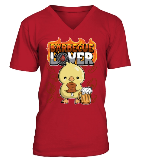 Barbecue Lover BBQ Duck Duckling Grill Animals Men's V-Neck T-shirt