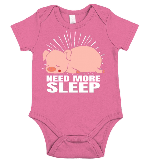 Need More Sleep Funny Sleeping Pig Bedtime Pajama Short Sleeve Baby One-Piece