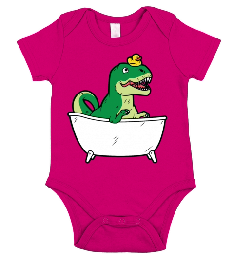 Dino in a Bathtub Short Sleeve Baby One-Piece