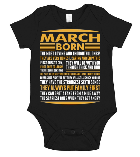 March Born Tshirt Short Sleeve Baby One-Piece