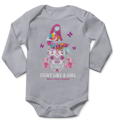 Sally Fight Like A Girl Breast Cancer Awareness Sugar Skull shirt Long Sleeve Baby One-Piece