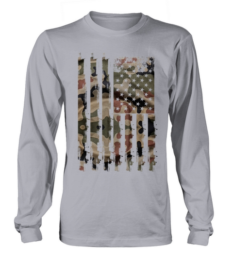 Camouflage American Flag Men's Long Sleeve
