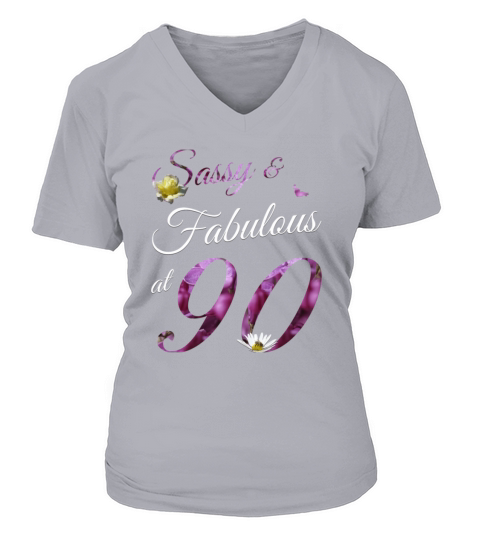 90 Years Old Sassy And Fabulous Floral 1931 90th Birthday Gift V-neck T-Shirt Woman