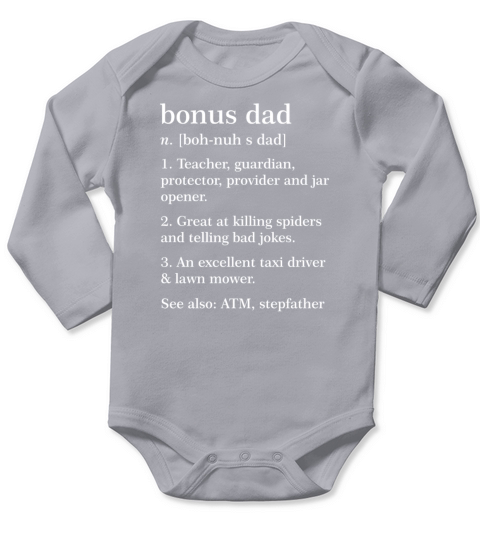 Bonus Dad Definition Funny Meaning Step Father Long Sleeve Baby One-Piece