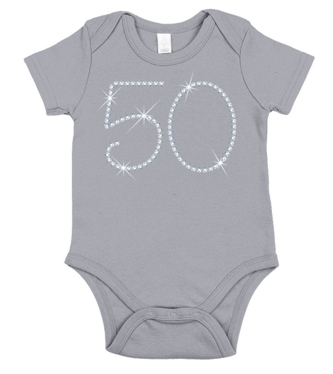 Faux Rhinestone 50th Birthday Short Sleeve Baby One-Piece