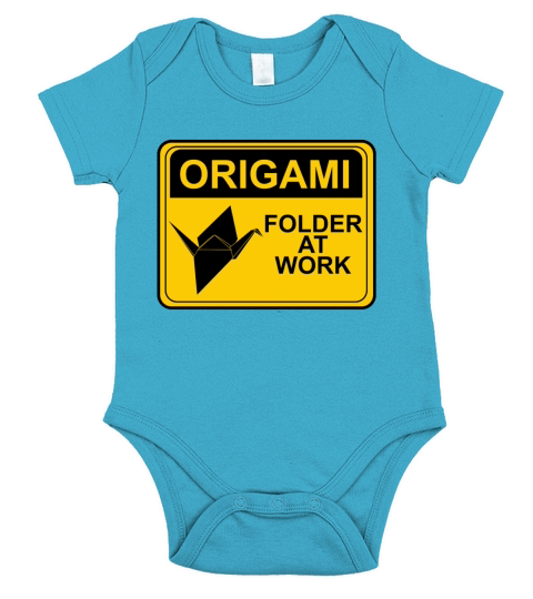 Caution Origami Folder Short Sleeve Baby One-Piece