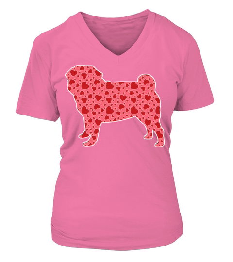 Valentine Hearts Pug Women's V-Neck T-shirt