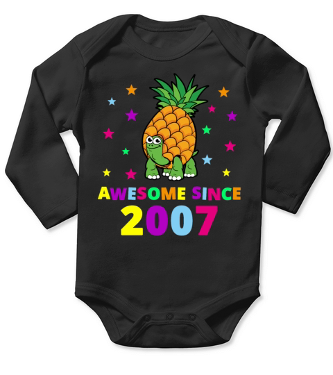 12th Birthday Pineapple Turtle Awesome 2007 Gift Long Sleeve Baby One-Piece