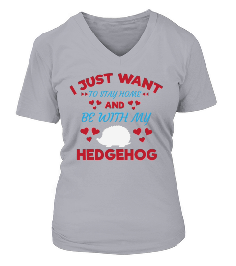 I Just Want to Stay and Be With My Hedgehog Shirt Women's V-Neck T-shirt
