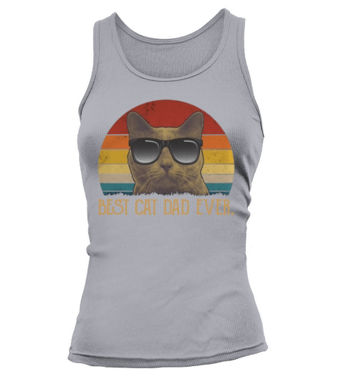 Vintage Retro Cat Best Cat Dad Ever Shirt Women's Tank Top