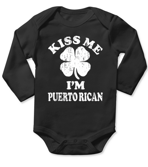 Original Vintage kiss me i’m Puerto Rican shamrock st patricks day shirt Long Sleeve Baby One-Piece