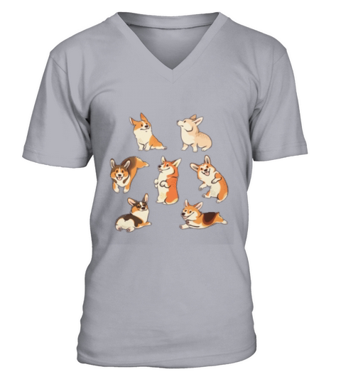 Lovey Corgi in pink Men's V-Neck T-shirt