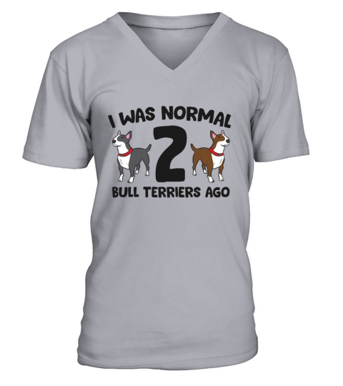 I Was Normal 2 Bull Terriers Ago Love Bull Men's V-Neck T-shirt