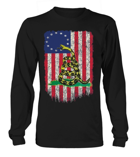 American Betsy Ross Flag Don t Tread Patriot On Me Men's Long Sleeve