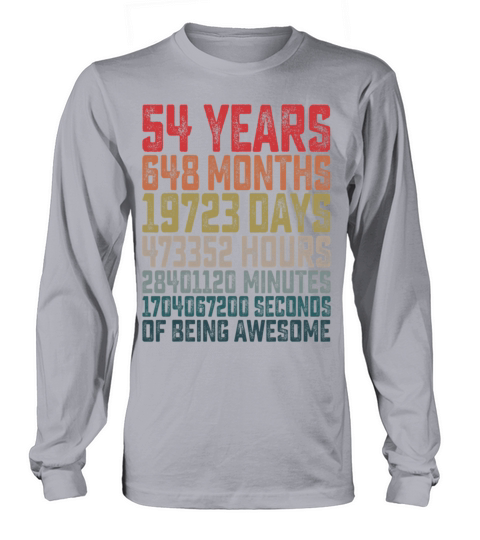 54th Birthday Shirt Vintage Retro Countdown Women's Long Sleeve