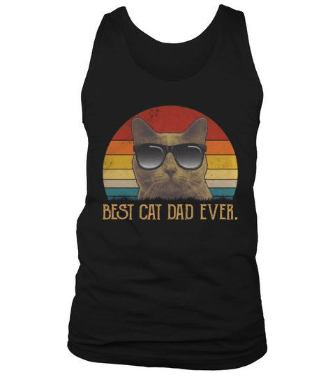 Vintage Retro Cat Best Cat Dad Ever Shirt Men's Tank Top