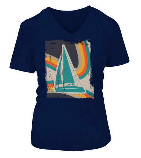 Sailing boat sailboat captain sea yacht retro sail Women's V-Neck T-shirt