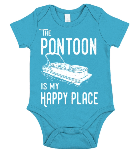 Pontoon boat is my happy place funny captain gift Short Sleeve Baby One-Piece
