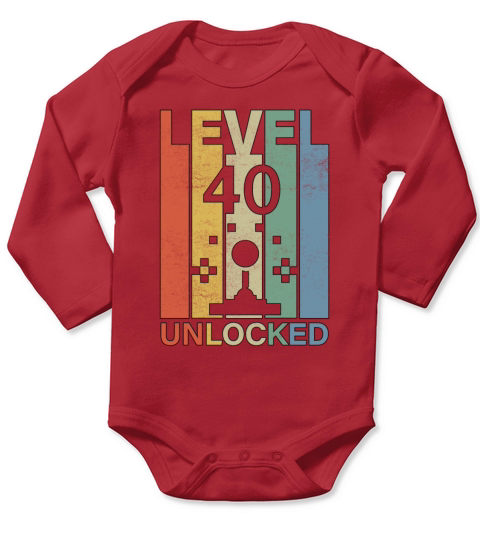 Level 40 Unlocked Vintage Arcade Gamer Gift Long Sleeve Baby One-Piece