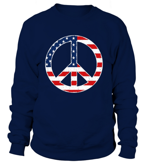 American Flag Peace Symbol Patriotic TShirt Fourth of July Sweatshirt Unisex