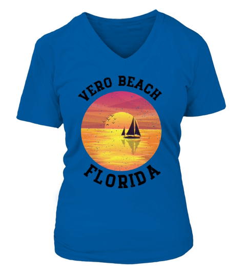Vintage Vero Beach Florida Retro Women's V-Neck T-shirt