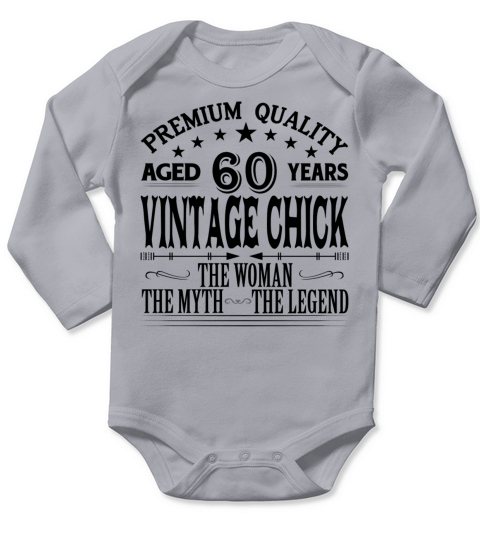 VINTAGE CHICK AGED 60 YEARS Long Sleeve Baby One-Piece