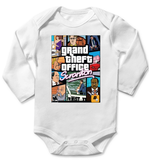 Grand Theft Office Scranton Poster Shirt Long Sleeve Baby One-Piece