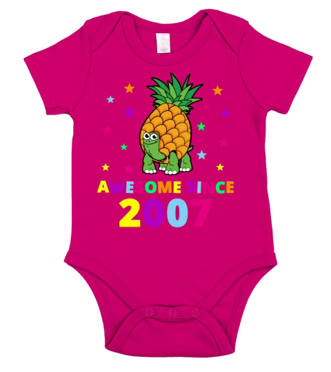 12th Birthday Pineapple Turtle Awesome 2007 Gift Short Sleeve Baby One-Piece