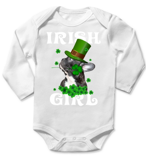 Frenchie Saint Patricks Day Gift For Frenchies Long Sleeve Baby One-Piece