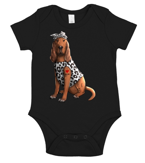 I Love Mom Tattoo Bloodhound Dog Short Sleeve Baby One-Piece