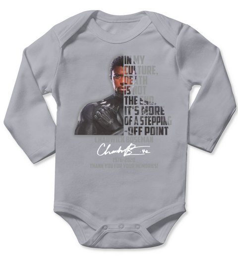 Chadwick Boseman Signature 1976 2020 Thank You For Your Memories Long Sleeve Baby One-Piece