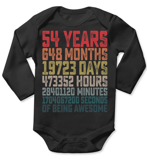 54th Birthday Shirt Vintage Retro Countdown Long Sleeve Baby One-Piece