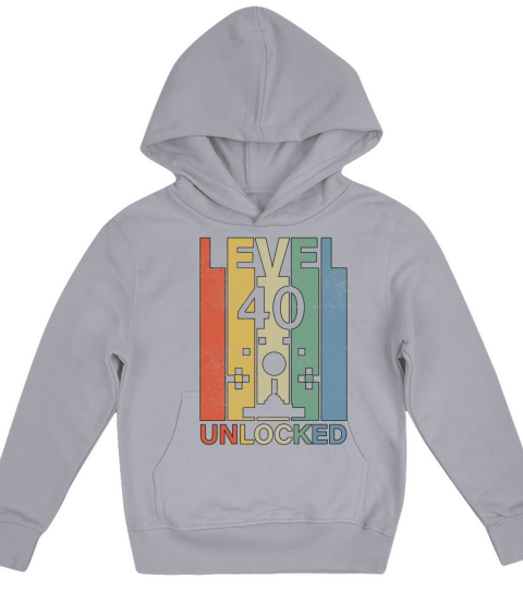 Level 40 Unlocked Vintage Arcade Gamer Gift Kids Hoodie