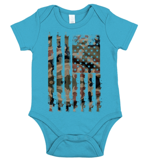 Camouflage American Flag Short Sleeve Baby One-Piece