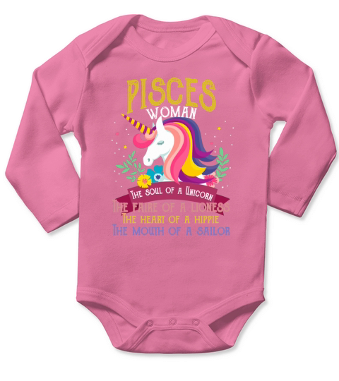 Pisces Woman Unicorn Long Sleeve Baby One-Piece