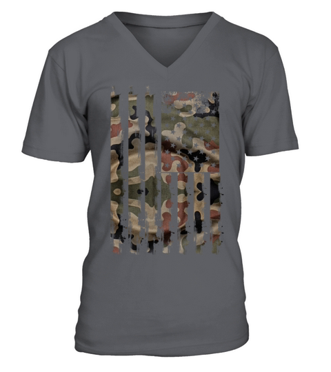 Camouflage American Flag Men's V-Neck T-shirt