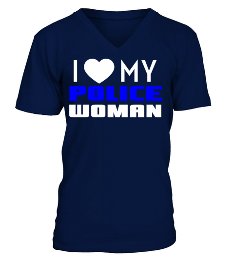 I Love My Policewoman Husband Boyfriend Fiancee Gi Men's V-Neck T-shirt