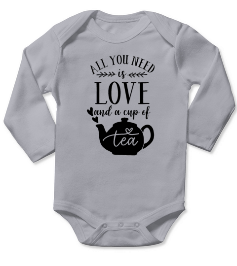 TEA LOVERS TEA printS - ALL YOU NEED IS TEA Long Sleeve Baby One-Piece