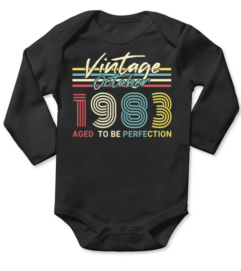 Born 1983 October Vintage Gift Idea Long Sleeve Baby One-Piece