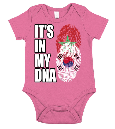 South Korean And Moroccan Mix DNA Flag Heritage Short Sleeve Baby One-Piece