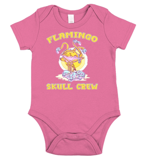 Flamingo Skull Halloween bones gift Short Sleeve Baby One-Piece